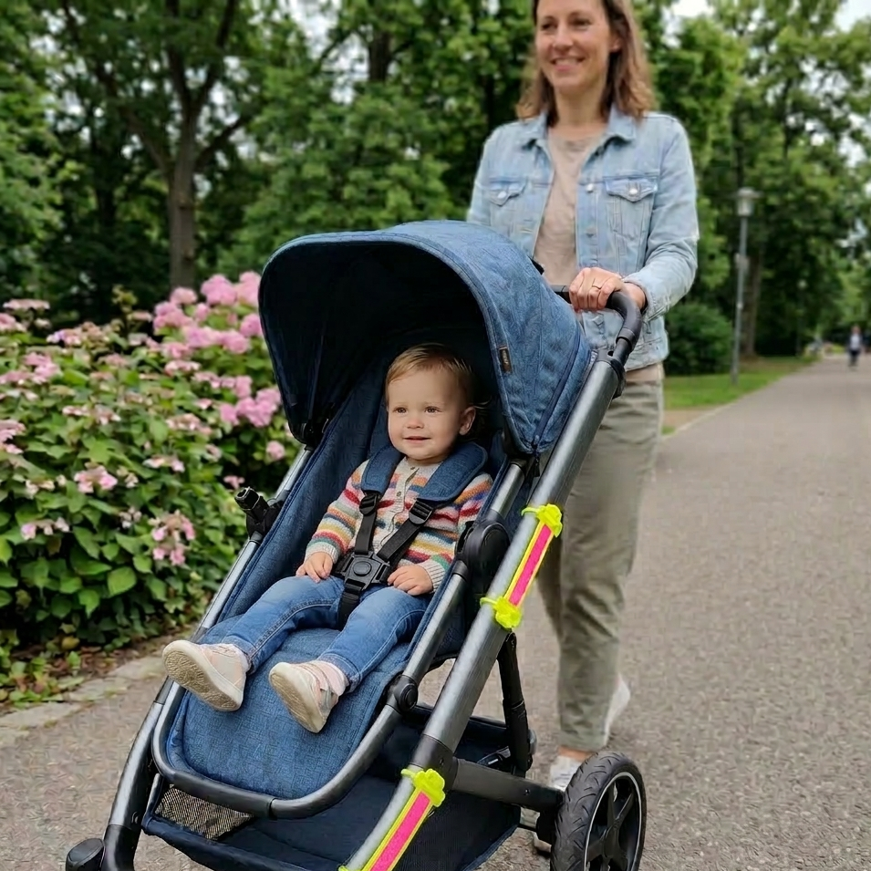 Buggy Bee - Der nachhaltige Sicherheits- Reflektor für  Buggy, Kinderwagen, Fahrrad, Roller, Rucksack und vieles mehr