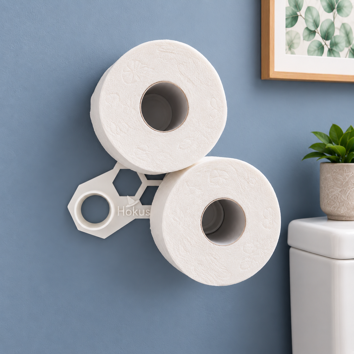 Schwebender Toilettenpapierhalter ohne Bohren – Magische Klopapier Aufbewahrung zum Kleben – Hokusklokus