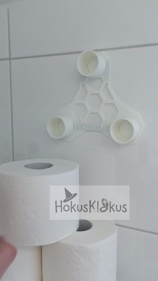 Schwebender Toilettenpapierhalter ohne Bohren – Magische Klopapier Aufbewahrung zum Kleben – Hokusklokus