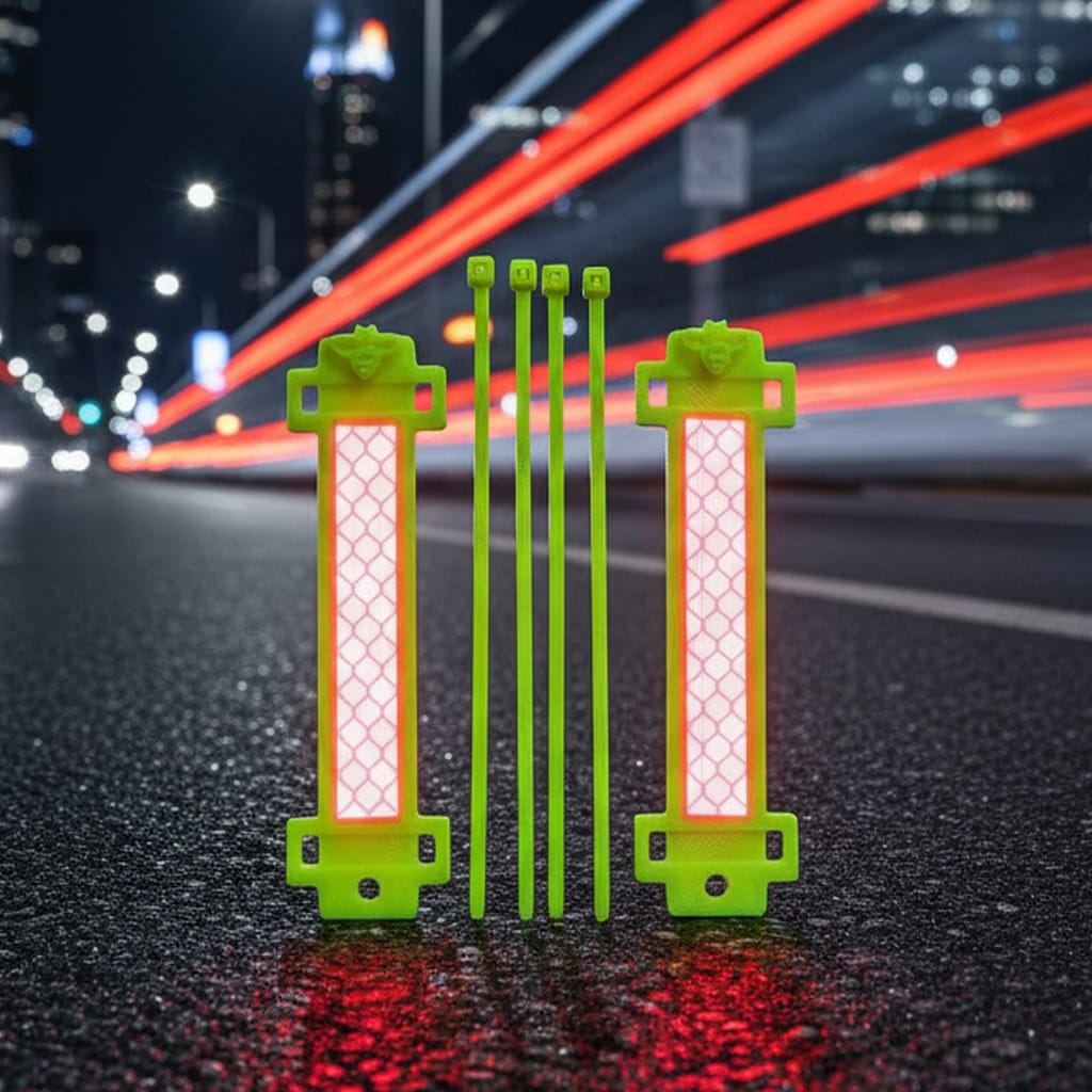 2 Baybeez Night Protector, selbstleuchtende Reflektoren mit vier Kabelbindern