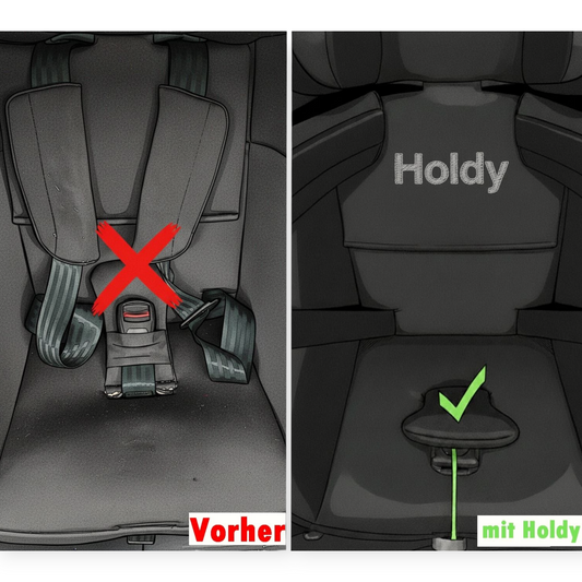 Gurtschlosshalter - Einstiegshilfe für stressfreies Anschnallen in Kindersitzen und Reboardern